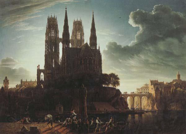 Karl friedrich schinkel Gothic Cathedral by the Waterside (mk450 Norge oil painting art
